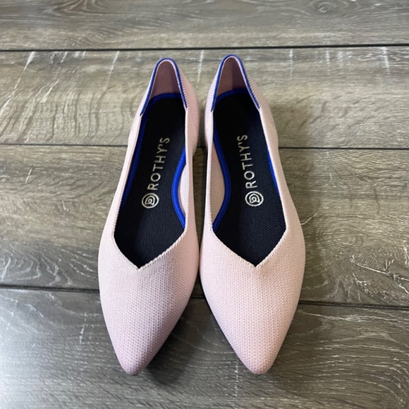 Rothy's Light Pink Blush Points Pointed Toe Flats Women's Size 9 - Picture 2 of 8